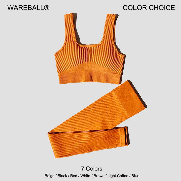 WAREBALL 2Pcs Women Sports Set Seamless Yoga Set Fitness Suit Gym Leggings Bra Workout Sportswear  Active Wear Gym Clothing